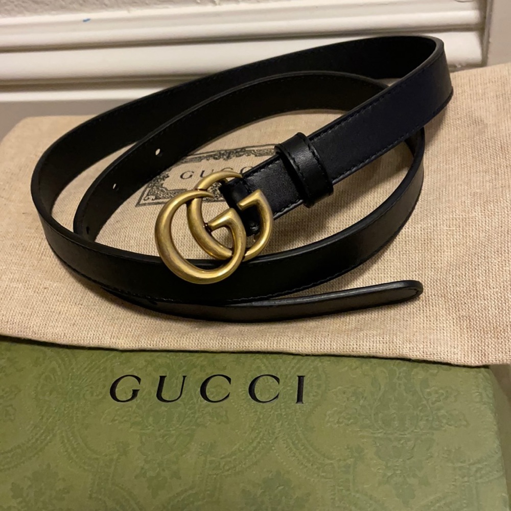 Leather belt with Double G Buckle Size 80